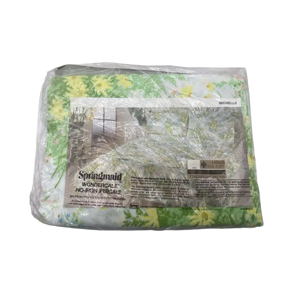 Vintage Springmaid Wondercale No Iron Percale Twin Flat Sheet Michelle NOS